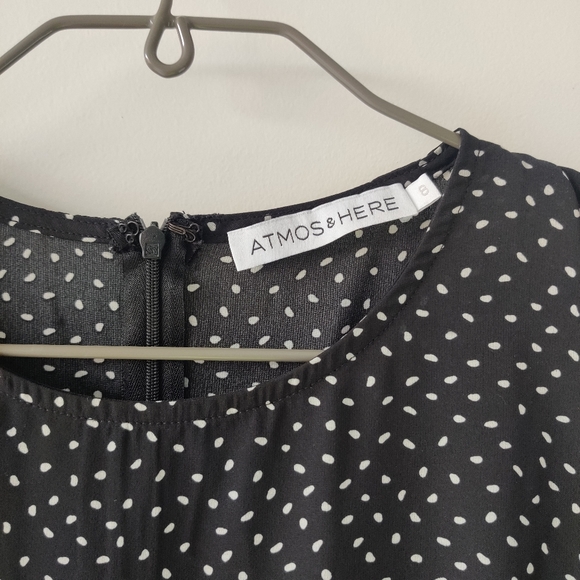 ATMOS&HERE|| Black and white dotted smock dress Size 8 - Picture 5 of 12